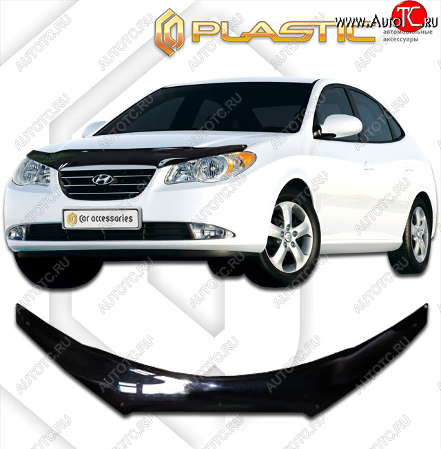 3 199 р. Дефлектор капота (exclusive) CA-Plastic Hyundai Avante (2006-2010) (Classic чёрный, Без надписи)  с доставкой в г. Кемерово