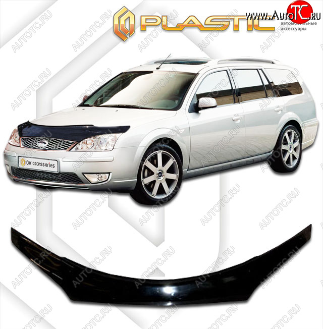 2 399 р. Дефлектор капота (exclusive) CA-Plastic  Ford Mondeo (2000-2007) Mk3,BWY дорестайлинг, универсал, Mk3,BWY рестайлинг, универсал (Classic чёрный, Без надписи)  с доставкой в г. Кемерово