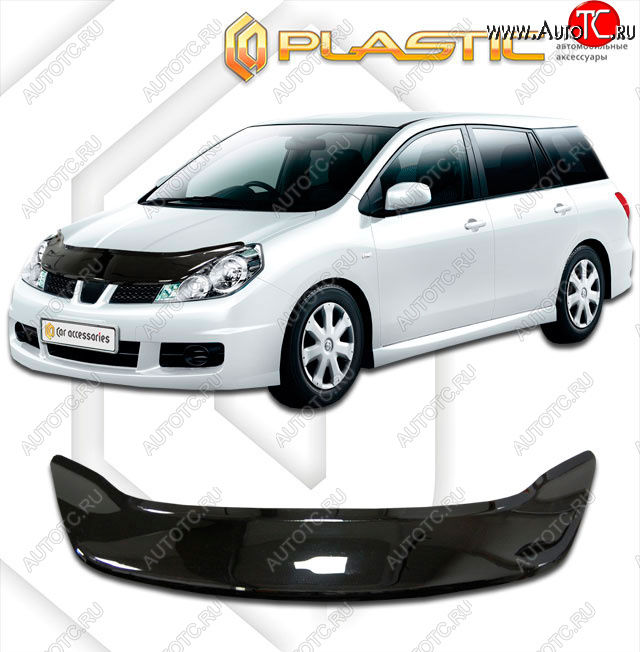 2 399 р. Дефлектор капота (exclusive) CA-Plastic  Mazda Familia Van  универсал (2007-2018) Y12 дорестайлинг, Y12 рестайлинг (Classic чёрный, Без надписи)  с доставкой в г. Кемерово