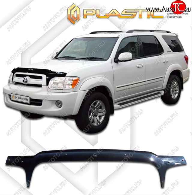 2 559 р. Дефлектор капота (exclusive) CA-Plastic  Toyota Sequoia (2004-2007) XK30, XK40 рестайлинг (Classic чёрный, Без надписи)  с доставкой в г. Кемерово