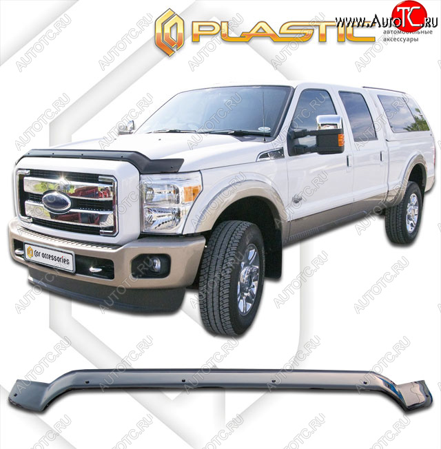 3 099 р. Дефлектор капота (exclusive) CA-Plastic  Ford F350  P473 PickUp CrewCab (2010-2016) (Classic чёрный, Без надписи)  с доставкой в г. Кемерово