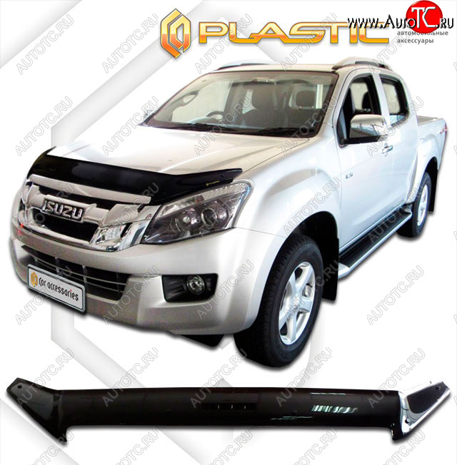 2 399 р. Дефлектор капота (exclusive) CA-Plastic  Isuzu D-Max ( RT85 ExtendedCab,  RT85,TFR ExtendedCab) (2011-2021) дорестайлинг, рестайлинг (Classic чёрный, Без надписи)  с доставкой в г. Кемерово