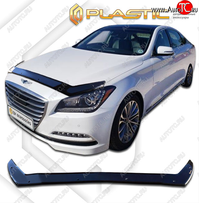 2 559 р. Дефлектор капота (exclusive) CA-Plastic  GENESIS G80  DH (2017-2020) (Classic чёрный, Без надписи)  с доставкой в г. Кемерово
