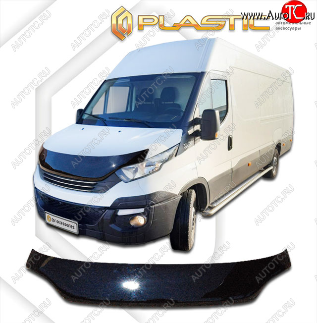 2 799 р. Дефлектор капота (exclusive) CA-Plastic  Iveco Daily (2014-2019) фургон (Classic чёрный, Без надписи)  с доставкой в г. Кемерово