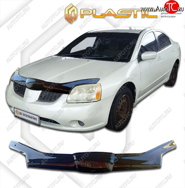 2 559 р. Дефлектор капота (exclusive) CA-Plastic  Mitsubishi Galant  9 (2004-2009) седан (Classic черный, Без надписи)  с доставкой в г. Кемерово