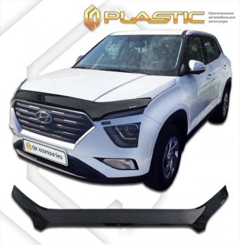 2 799 р. Дефлектор капота CA-Plastic exclusive  Hyundai Creta  SU (2020-2022) (серия Classic чёрный, Без надписи)  с доставкой в г. Кемерово. Увеличить фотографию 2