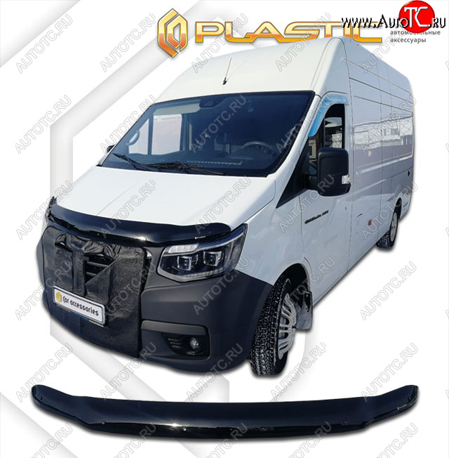 2 799 р. Дефлектор капота (exclusive) CA-Plastic  ГАЗ ГАЗель NN ( 220,  129,220,200) (2019-2025) автобус, цельнометаллический фургон, шасси (Classic чёрный, Без надписи)  с доставкой в г. Кемерово