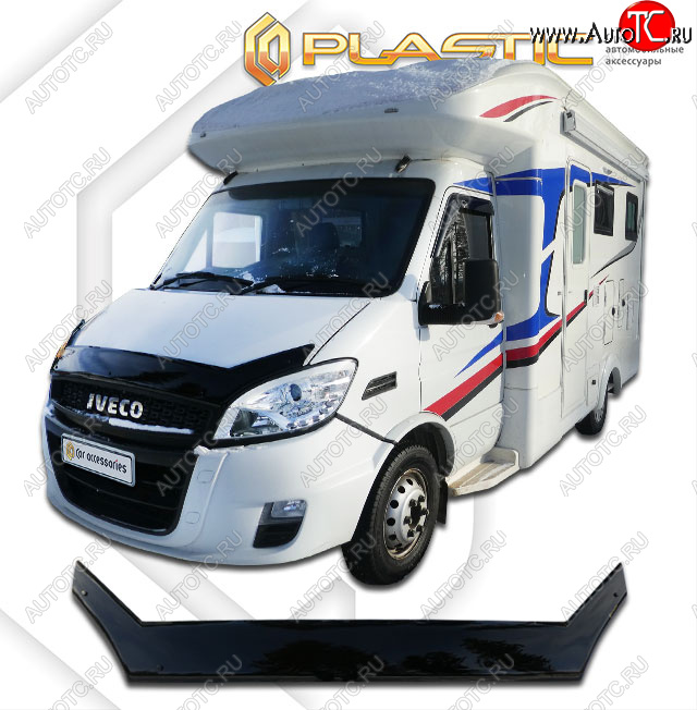 3 099 р. Дефлектор капота exclusive CA-Plastic  Iveco Baudi (2018-2025) автодом (Classic черный, без надписи)  с доставкой в г. Кемерово