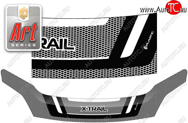 2 799 р. Дефлектор капота CA-Plastic exclusive  Nissan X-trail  2 T31 (2007-2011) дорестайлинг (серия Art чёрная)  с доставкой в г. Кемерово