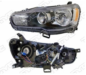 Левая фара (под электрокорректор, Евросвет) TYC Mitsubishi Lancer 10 CY седан дорестайлинг (2007-2010)