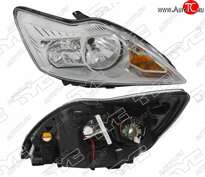 8 599 р. Правая фара (хром, с электрокорректором) TYC Ford Focus 2 седан рестайлинг (2007-2011)  с доставкой в г. Кемерово