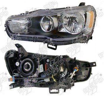 Левая фара (под электрокорректор, Евросвет) DEPO Mitsubishi Lancer 10 CY седан дорестайлинг (2007-2010)