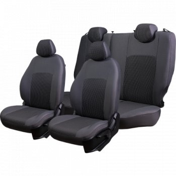 5 699 р. Чехлы сидений Lord Autofashion Дублин (комплектация Стандарт Норма, жаккард, цельная задняя спинка, 3Г-образных подголовника) Лада Гранта 2190 седан дорестайлинг (2011-2017) (Серый, Сеул серый)  с доставкой в г. Кемерово. Увеличить фотографию 3