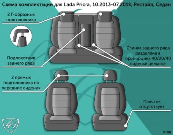 7 849 р. Чехлы сидений Lord Autofashion Дублин (жаккард, 40/20/40, раздельная задняя спинка, 2Г-образ. подголовника)  Лада Приора  2170 (2013-2018) седан рестайлинг (Чёрный, зигзаг)  с доставкой в г. Кемерово. Увеличить фотографию 4