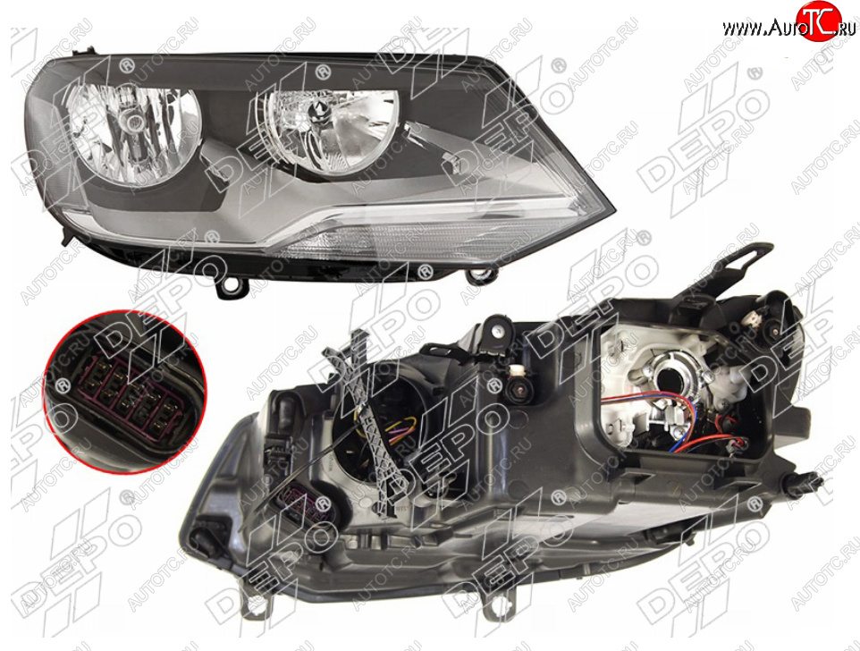 6 499 р. Правая фара (галоген, с корректором) DEPO Volkswagen Touareg NF дорестайлинг (2010-2014)  с доставкой в г. Кемерово