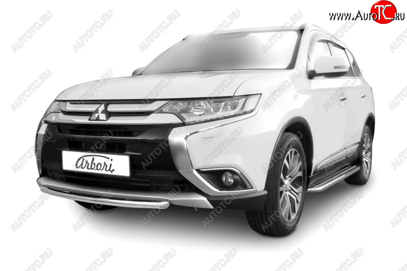 4 499 р. Защита переднего бампера (короткая диаметр 57 мм) Arbori Mitsubishi Outlander GF 2-ой рестайлинг (2015-2018)  с доставкой в г. Кемерово