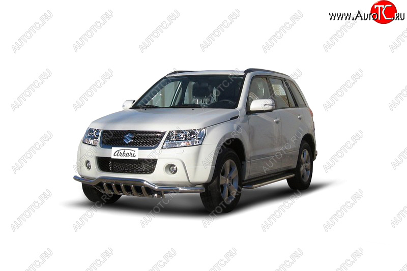 20 999 р. Защита переднего бампера с защитой картера (диаметр 57 мм) Arbori  Suzuki Grand Vitara ( JT 3 двери,  JT 5 дверей) (2008-2012) 1-ый рестайлинг  с доставкой в г. Кемерово