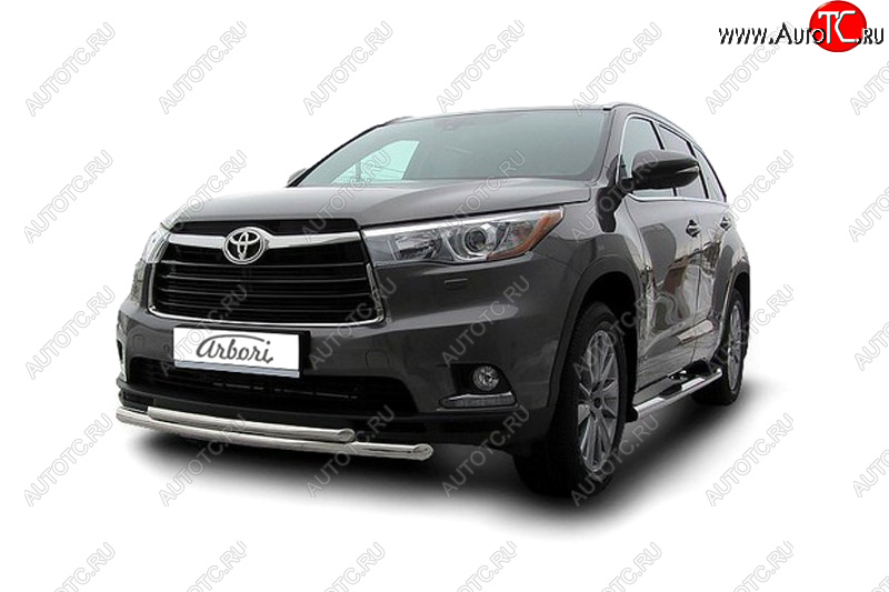 25 549 р. Защита переднего бампера двойная (диаметр 57+42 мм) Arbori  Toyota Highlander  XU50 (2013-2017) дорестайлинг  с доставкой в г. Кемерово