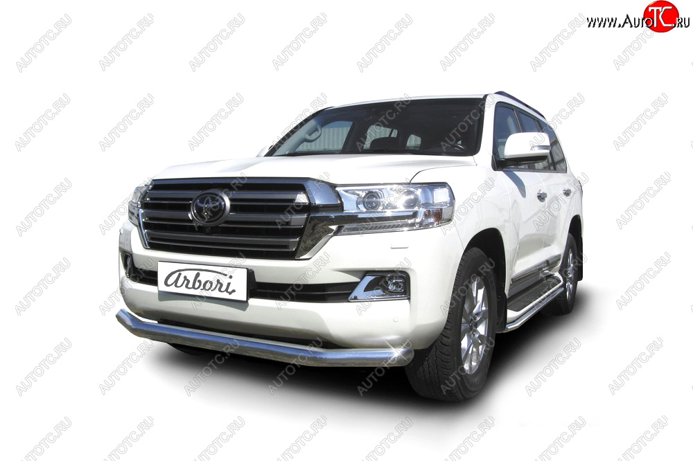 37 599 р. Защита переднего бампера (диаметр 76 мм) Arbori  Toyota Land Cruiser  200 (2015-2021) 2-ой рестайлинг  с доставкой в г. Кемерово