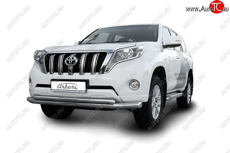 47 999 р. Защита переднего бампера двойная (диаметр 76+57 мм) Arbori  Toyota Land Cruiser Prado  J150 (2013-2017) 1-ый рестайлинг  с доставкой в г. Кемерово