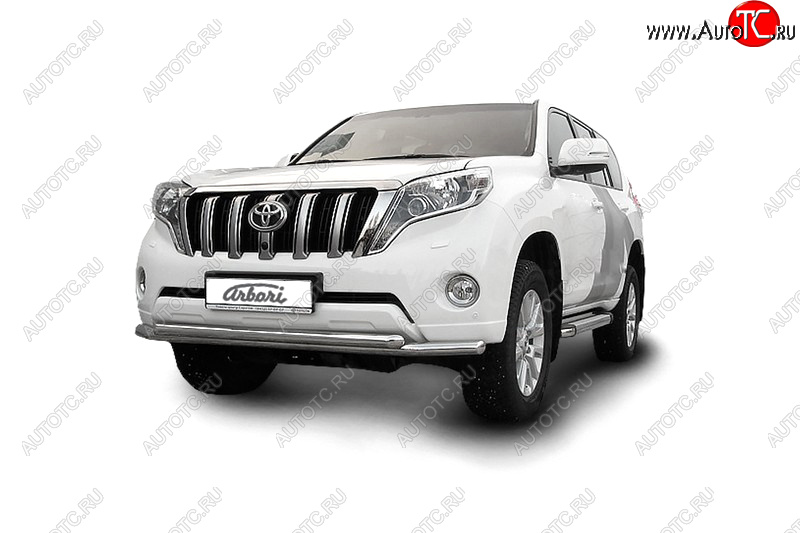 45 999 р. Защита переднего бампера двойная (диаметр 57+57 мм) Arbori  Toyota Land Cruiser Prado  J150 (2013-2017) 1-ый рестайлинг  с доставкой в г. Кемерово