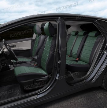 12 799 р. Чехлы сидений (экокожа, сплош. сп./с вырезом под подл.) Автопилот  Audi A4 ( B6,  B7) (2000-2008) седан (черный/зеленый)  с доставкой в г. Кемерово. Увеличить фотографию 7