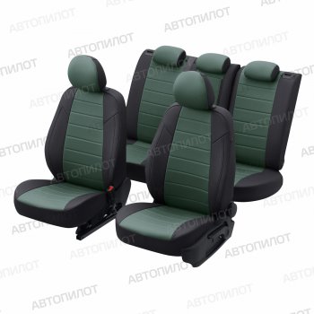 12 799 р. Чехлы сидений (экокожа, сплош. сп./с вырезом под подл.) Автопилот  Audi A4 ( B6,  B7) (2000-2008) седан (черный/зеленый)  с доставкой в г. Кемерово. Увеличить фотографию 6