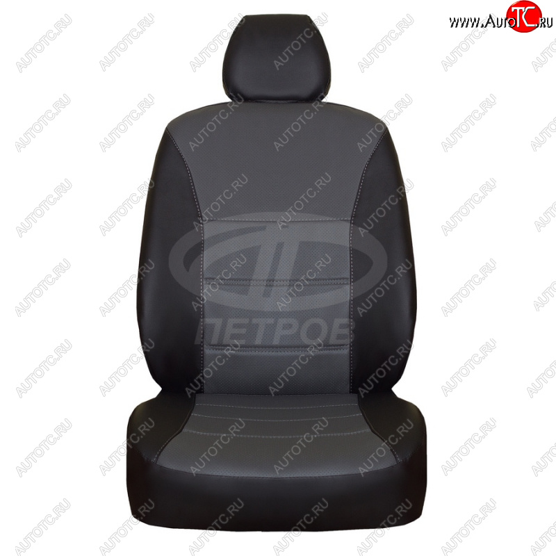 4 749 р. Чехлы сидений (экокожа) ПЕТРОВ Орегон  Toyota Corolla  E180 (2013-2019) дорестайлинг, рестайлинг (черный/серый)  с доставкой в г. Кемерово