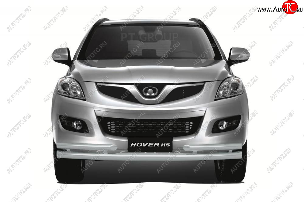 6 529 р. Защита переднего бампера (с углами, Ø63 и 51) Petroil Tuning  Great Wall Hover H3 (2010-2014)  дорестайлинг (окрашенный в цвет серебристый (Искра))  с доставкой в г. Кемерово