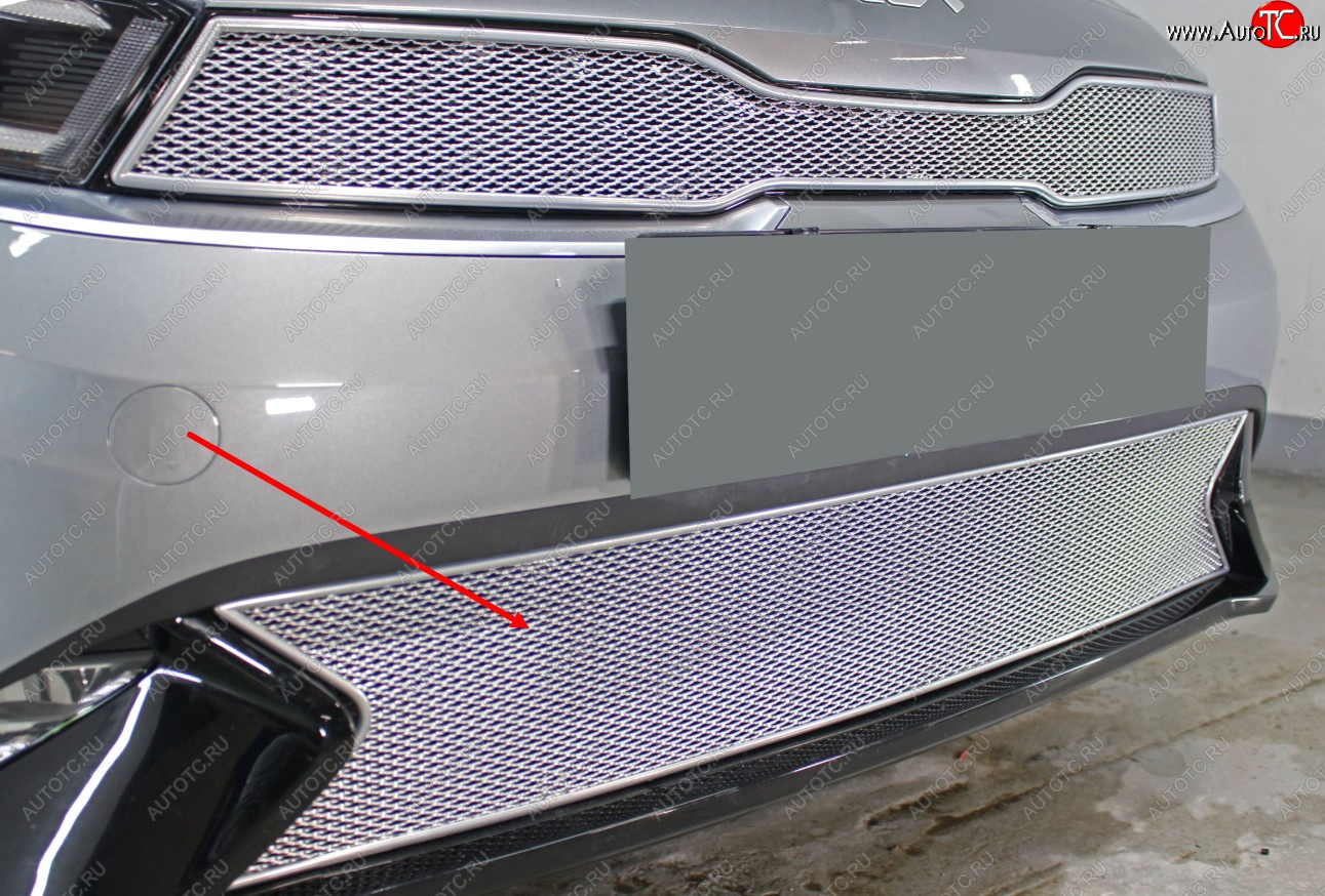 4 399 р.           Защита радиатора KIA Cerato 2021- chrome низ PREMIUM  KIA Cerato  4 BD (2021-2025) рестайлинг седан (цвет: хром)  с доставкой в г. Кемерово