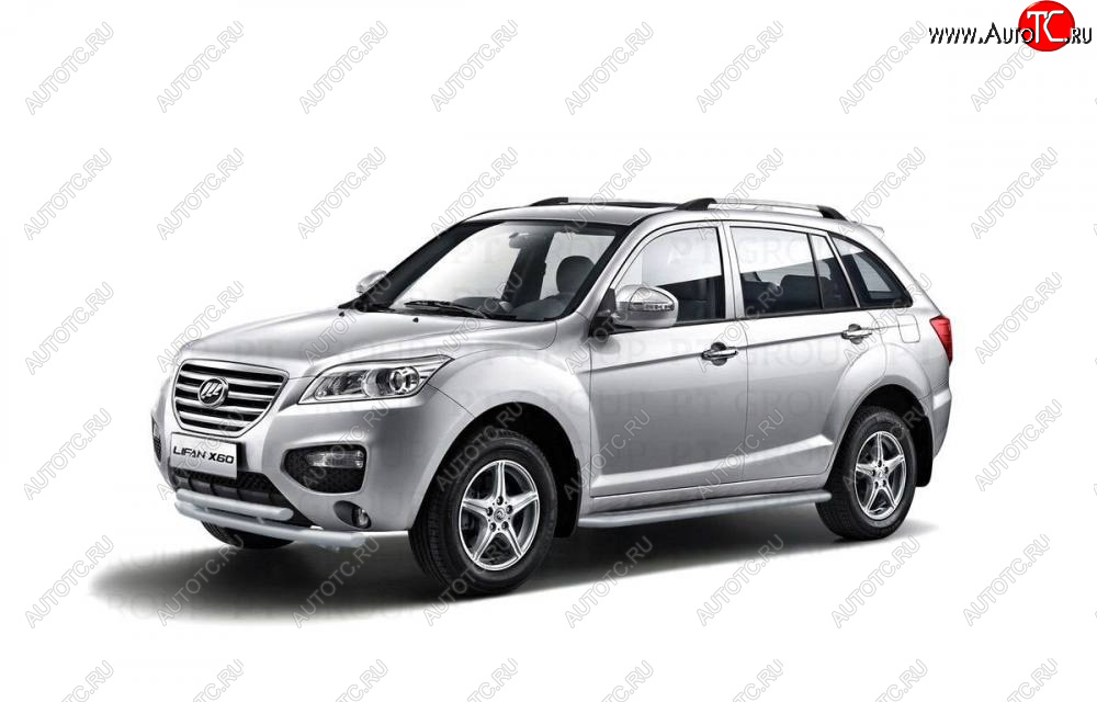 10 829 р. Защита порогов с алюм. площадкой 51мм ИСКРА (ППК) LIFAN X60 2012-  Lifan X60 (2011-2025) дорестайлинг, 1-ый рестайлинг, 2-ой рестайлинг (окраска в серебристый (Искра))  с доставкой в г. Кемерово
