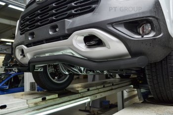 6 199 р. Защита переднего бампера (волна, Ø63) Petroil Tuning  Лада Нива Трэвел (2021-2025) (212300-80) (сталь в цвет черный (Шагрень))  с доставкой в г. Кемерово. Увеличить фотографию 4