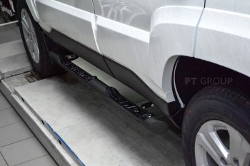 Защита порогов (с накладками, Ø63 мм) Petroil Tuning Лада 2123 (Нива Шевроле) - Нива Трэвел (окраска в черный (Шагрень))