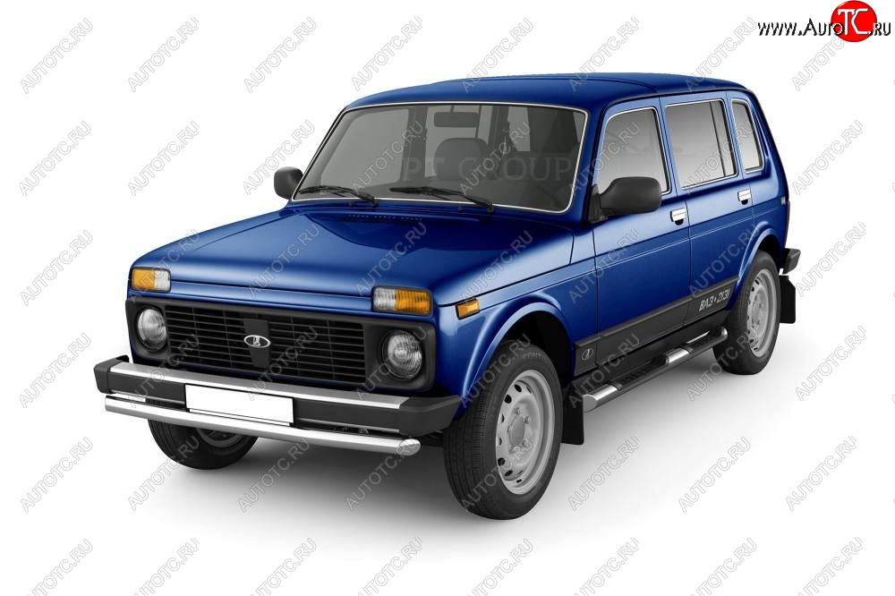 19 499 р. Защита порогов (с накладками, Ø76 мм) Petroil Tuning  Лада нива 4х4  2131 (1993-2019) 5 дв. дорестайлинг (полированная нержавейка)  с доставкой в г. Кемерово