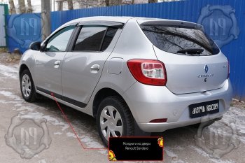 659 р. Задний левый молдинг на дверь Русская Артель  Renault Sandero  (B8) (2014-2018) дорестайлинг (Поверхность глянец, Неокрашенный)  с доставкой в г. Кемерово. Увеличить фотографию 1