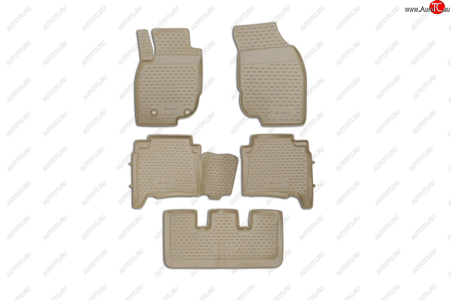 2 459 р. Коврики в салон TOYOTA Fortuner, 012013-2017, левый руль, 5 шт. (полиуретан, бежевый)  Тойота Фортунер Element nlc.48.110.212k  с доставкой в г. Кемерово
