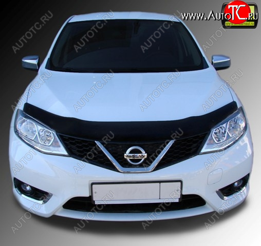 1 329 р. Дефлектор капота SIM Nissan Tiida 2 хэтчбек C13 дорестайлинг (2015-2016)  с доставкой в г. Кемерово