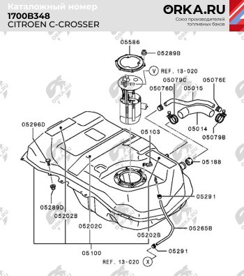 21 699 р. Топливный бак (пластик, 50 л.) BAKPLAST  CITROEN C-crosser (2007-2012)  с доставкой в г. Кемерово. Увеличить фотографию 2