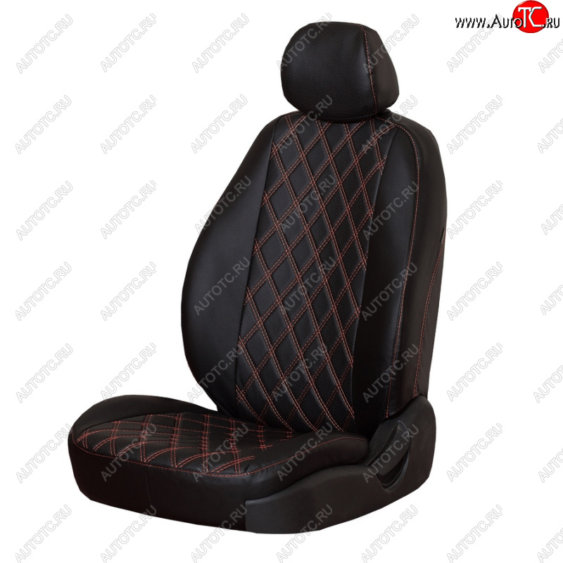 4 999 р. Чехлы сидений (экокожа, 2/3) ПЕТРОВ Орегон Ромб  Nissan Almera  G15 (2012-2019) седан (черный)  с доставкой в г. Кемерово