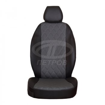 4 999 р. Чехлы сидений (экокожа, 2/3) ПЕТРОВ Орегон Ромб  Nissan Almera  G15 (2012-2019) седан (черный/серый)  с доставкой в г. Кемерово. Увеличить фотографию 2