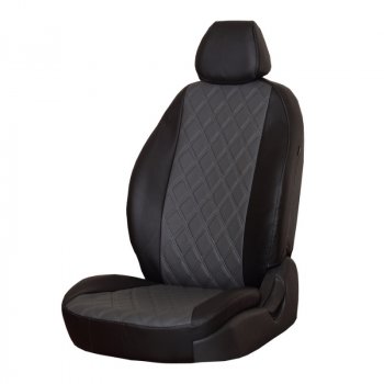 Чехлы сидений (экокожа, 2/3) ПЕТРОВ Орегон Ромб Nissan Almera  G15 (2012-2019) седан (черный/серый)