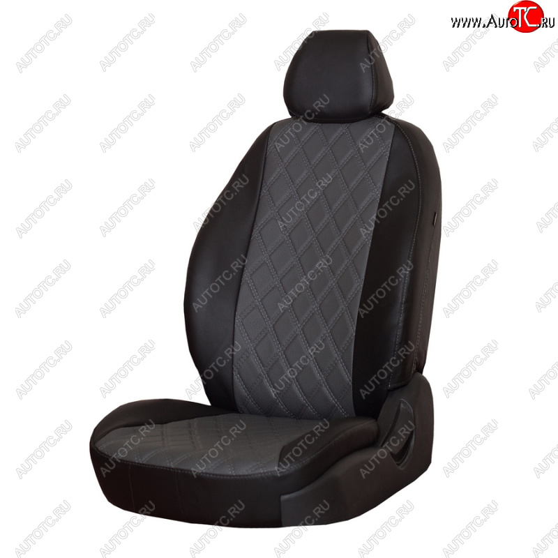 4 999 р. Чехлы сидений (экокожа, 2/3) ПЕТРОВ Орегон Ромб  Nissan Almera  G15 (2012-2019) седан (черный/серый)  с доставкой в г. Кемерово