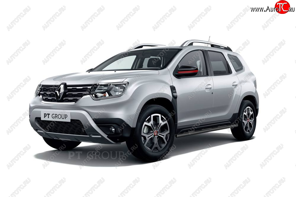 6 889 р. Защита порогов (прямая, Ø63 мм) Petroil Tuning  Renault Duster  HM (2021-2024) рестайлинг (окраска в черный (Шагрень))  с доставкой в г. Кемерово