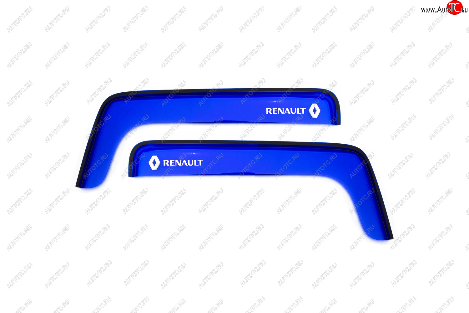 259 р. Дефлекторы окон (с логотипом RENAULT, накладные, синие) REIN Renault Premium (1996-2025)  с доставкой в г. Кемерово