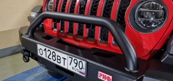 77 999 р. Бампер силовой передний РИФ  Jeep Wrangler  JL (2018-2024) 3 дв. дорестайлинг (под доп. фары, с центральной защитной дугой)  с доставкой в г. Кемерово. Увеличить фотографию 3