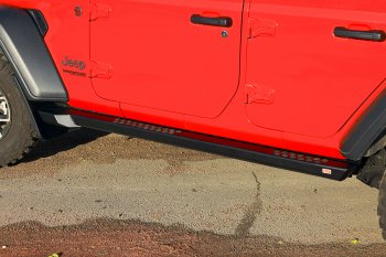 73 659 р. Защита порогов с подножкой РИФ Jeep Wrangler JL 3 дв. дорестайлинг (2018-2024)  с доставкой в г. Кемерово. Увеличить фотографию 3