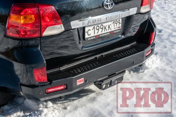 90 209 р. Бампер силовой задний РИФ Toyota Land Cruiser 200 1-ый рестайлинг (2012-2015) (с квадратом под фаркоп и фонарями)  с доставкой в г. Кемерово. Увеличить фотографию 2