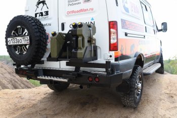 112 999 р. Бампер силовой задний (стандарт) РИФ  ГАЗ Соболь ( 2217 автобус,  2752,  2217 Бизнес автобус,  2752,Бизнес) (1998-2025) дорестайлинг , дорестайлинг цельнометаллический фургон, 1-ый рестайлинг, 1-ый рестайлинг цельнометаллический фургон, 2-ой рестайлинг автобус, 2-ой рестайлинг цельнометаллический фургон (с квадратом под фаркоп, 2-мя калитками, фонарями, подсветкой номера)  с доставкой в г. Кемерово. Увеличить фотографию 3