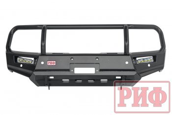 61 079 р. Бампер передний силовой РИФ Mitsubishi Pajero Sport QE дорестайлинг (2015-2021) (С дополнительными фарами, защитной дугой, защитой бачка омывателя, под парктроник)  с доставкой в г. Кемерово. Увеличить фотографию 2