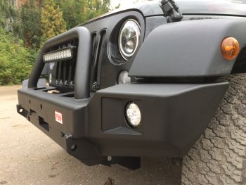 60 999 р. Бампер силовой передний РИФ  Jeep Wrangler  JK (2006-2010) 3 дв. дорестайлинг (с доп. фарами и центральной защитной дугой)  с доставкой в г. Кемерово. Увеличить фотографию 6